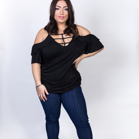 Plus Size Dark Wash Denim Knit Legging - Picture 6 of 8